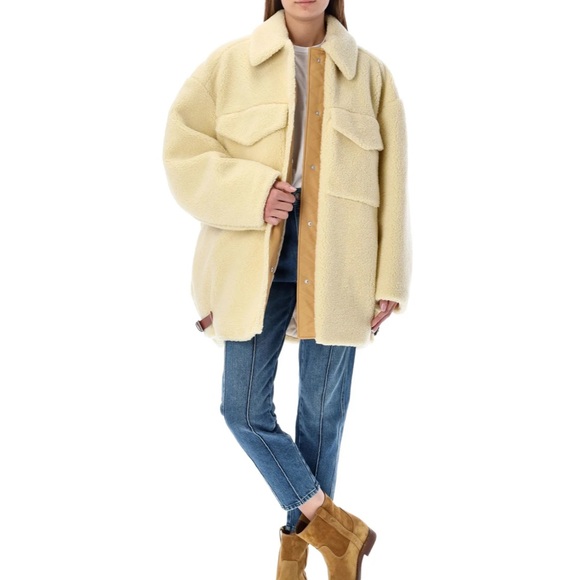 Isabel Marant Belinda Sherpa Coat size 38 Cream NWT - Picture 10 of 10